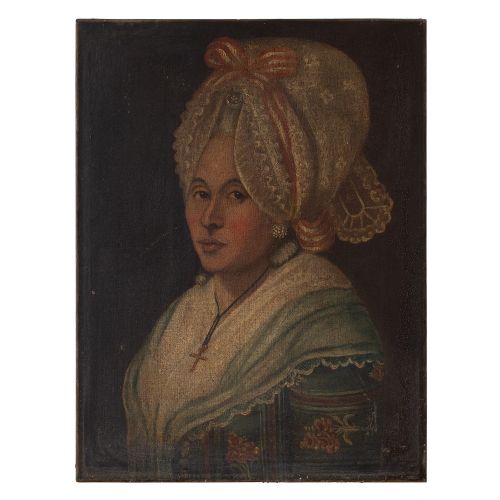 18th-century French School Portrait of a Lady with a Bonnet, Oil Painting