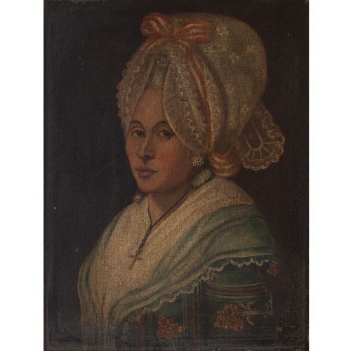 fig 1. 18th-Century French School Portrait Of A Lady with A Bonnet, Oil Painting