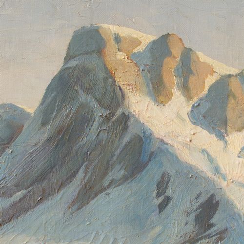 fig 3. Emanuel A Petersen, Arctic Landscape With Inuit, Oil Painting, Greenland