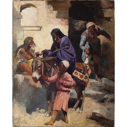 fig 1. After Franz Wurbel, Orientalist School Street Scene Study