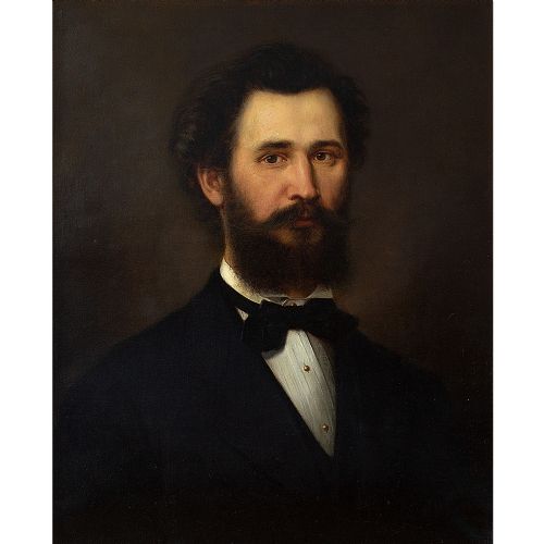fig 1. Herman Heubner, Portrait Of A Gentleman, 19th Century Oil Painting