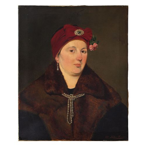Helene Russo, Portrait of a Lady in Furs, Oil Painting