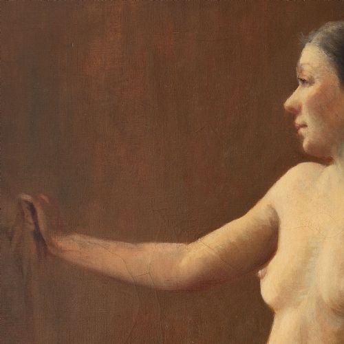 fig 1. Sidney Byers, Portrait Of A Standing Nude, British School Oil Painting