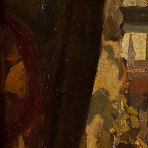 fig 2. Viggo Pedersen, Lounge Interior With Red Armchair, 1920s Oil Painting