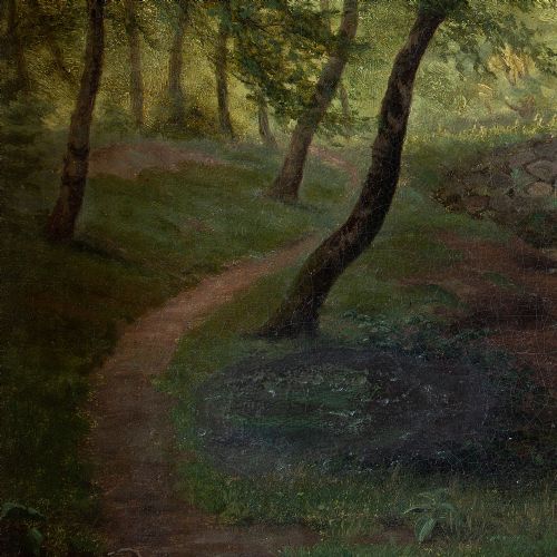 fig 2. Johannes Boesen, Forest Landscape With Watermill, Antique Oil Painting, Danish