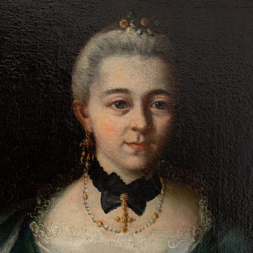 fig 3. French School, 18th-Century Portrait Of A Lady Holding A Posy, Antique Oil Painting