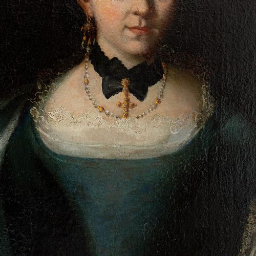 fig 4. French School, 18th-Century Portrait Of A Lady Holding A Posy, Antique Oil Painting