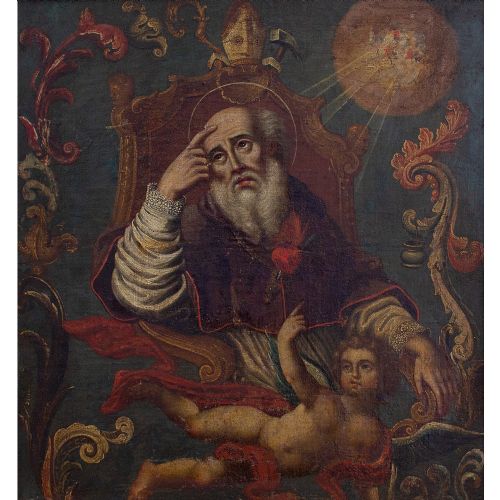 fig 2. After Gottfried Bernhard Goz, Saint Augustine, 18th-Century Oil Painting