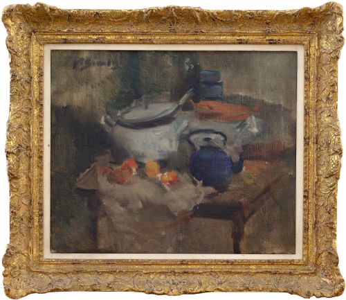 Victor Simonin, Les Casserolles, Vintage 1930s Still Life Painting