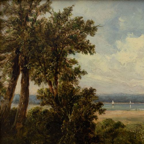 fig 2. Alfred Vickers Senior, On The Medway, 19th-Century Antique Landscape Oil Painting