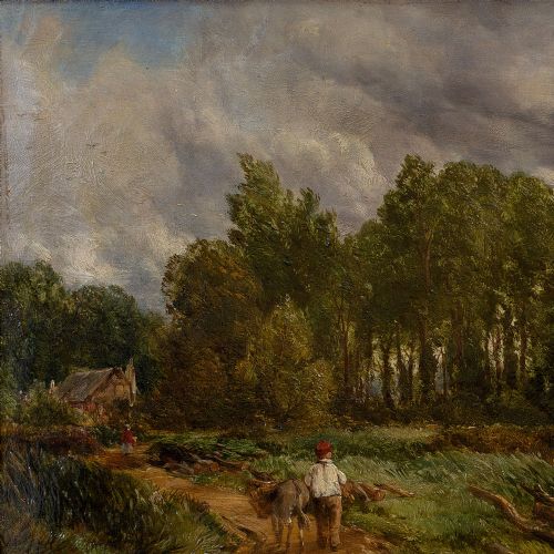 fig 2. Thomas James Soper, Rural Landscape With River & Distant Church, 19th-Century Antique Oil Painting