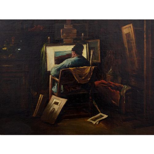 fig 2. Jos Impens, The Painter At Work, 19th Century Oil Painting