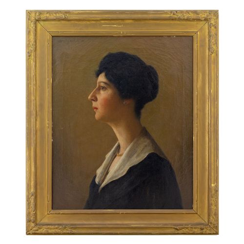 fig 1. William Anton Joseph Claus, Portrait Of A Lady In Profile, Early 20th-Century Oil Painting
