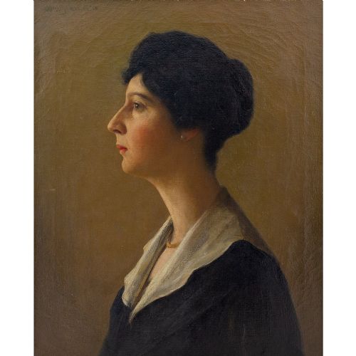 fig 3. William Anton Joseph Claus, Portrait Of A Lady In Profile, Early 20th-Century Oil Painting