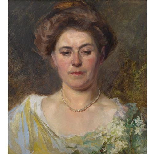 fig 2. Josef Jungwirth, Sketch With Olivia In A Green Dress, Early 20th-Century Swedish School Oil Painting