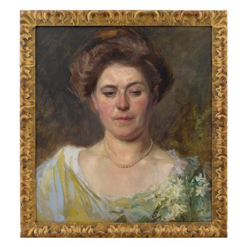 fig 1. Josef Jungwirth, Sketch With Olivia In A Green Dress, Early 20th-Century Swedish School Oil Painting
