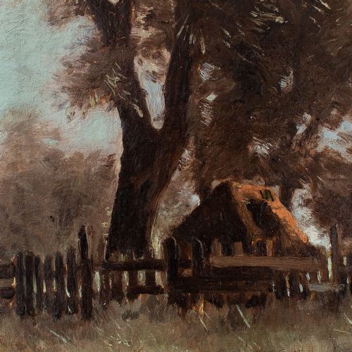 fig 2. Piet Rackwitsz, Landscape With Farm Building, Dutch Oil Painting, c. 1930