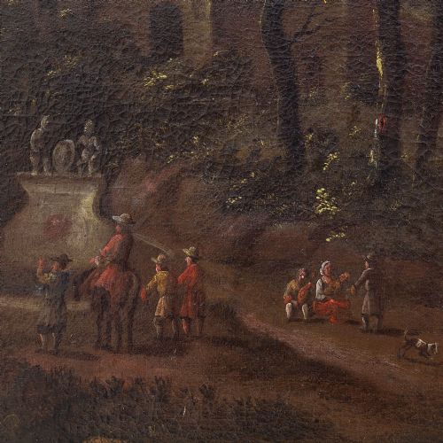 fig 4. 17th-Century Flemish School Landscape With Well & Coastal View, Oil Painting