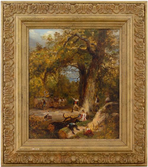Circle of David Cox Senior, the Woodcutters, 19th Century English School Oil Painting