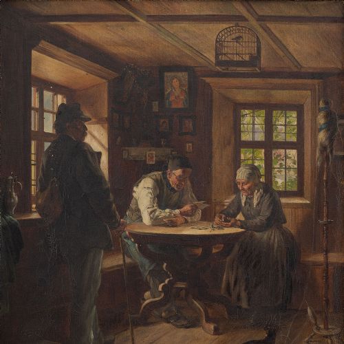 fig 2. Christian Klaus, The Debtor, 19th Century Genre Scene Painting