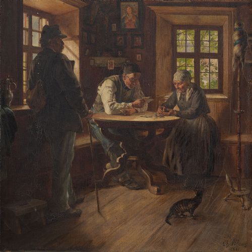 fig 3. Christian Klaus, The Debtor, 19th Century Genre Scene Painting