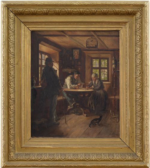 Christian Klaus, the Debtor, 19th Century Genre Scene Painting