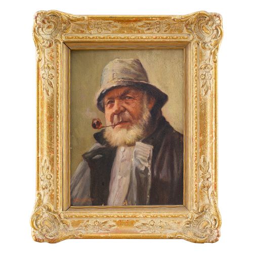 fig 1. Carl Siegfried Stoitzner, Portrait Of An Old Salt, Early 20th-Century Oil Painting, Fisherman
