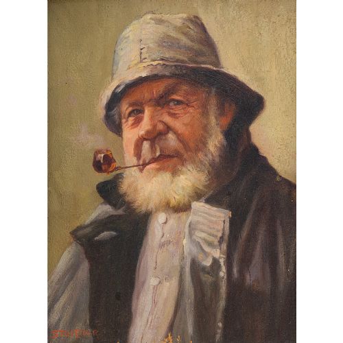 fig 2. Carl Siegfried Stoitzner, Portrait Of An Old Salt, Early 20th-Century Oil Painting, Fisherman