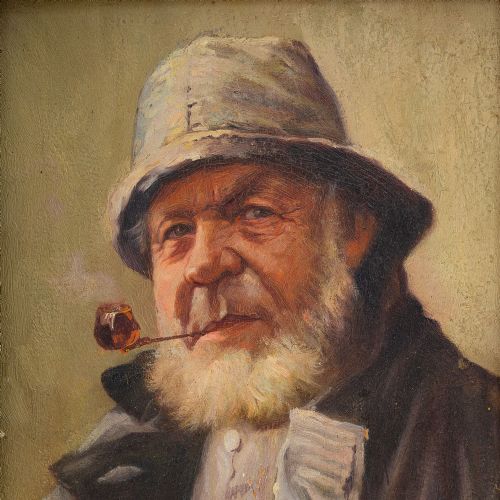 fig 3. Carl Siegfried Stoitzner, Portrait Of An Old Salt, Early 20th-Century Oil Painting, Fisherman