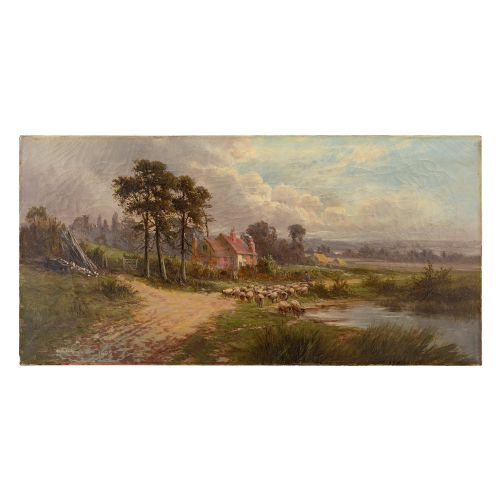 fig 1. Sidney Yates Johnson, Pastoral Scene With Farmhouse, 19th Century Landscape Painting