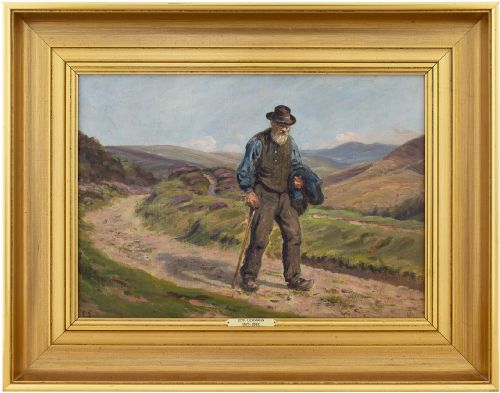 Edvard Lehmann, Landscape with Older Gentleman, 19th Century Danish Landscape Painting