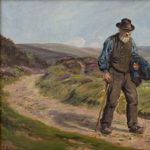 fig 2. Edvard Lehmann, Landscape With Older Gentleman, 19th Century Danish Landscape Painting