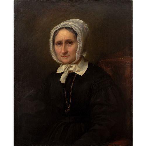 fig 1. Louise Vaucorbeil Rang-Babut, Portrait Of An Older Lady, Antique 19th Century Oil Painting