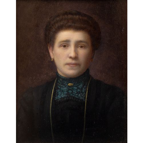 fig 1. Early 20th-Century French School Portrait Of A Lady, Antique Oil Painting