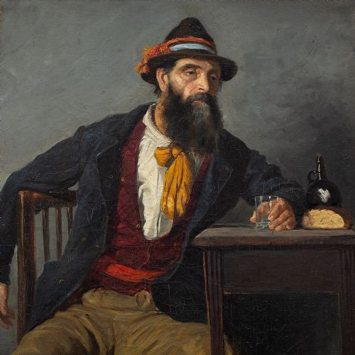 fig 2. Ida Orvall, Portrait Of A Gentleman At A Table, 19th-Century Antique Oil Painting