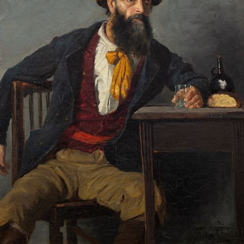 fig 3. Ida Orvall, Portrait Of A Gentleman At A Table, 19th-Century Antique Oil Painting
