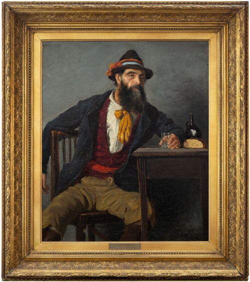 Ida Orvall, Portrait of a Gentleman at a Table, 19th-century Antique Oil Painting