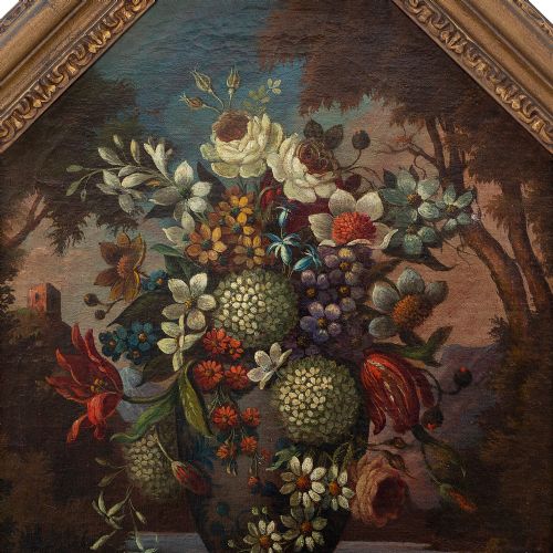 fig 1. Early 18th-Century Flemish School Still Life With Flowers & Vase, Oil Painting