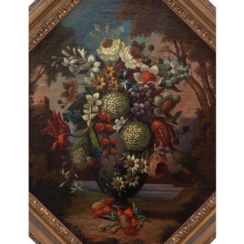 fig 2. Early 18th-Century Flemish School Still Life With Flowers & Vase, Oil Painting