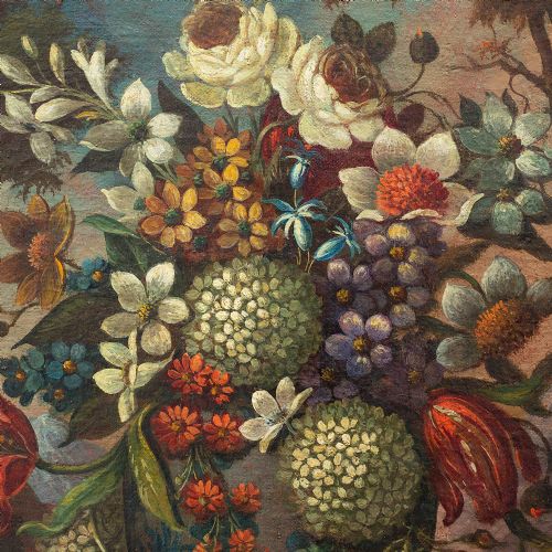 fig 3. Early 18th-Century Flemish School Still Life With Flowers & Vase, Oil Painting