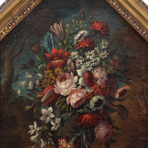 fig 1. Early 18th-Century Flemish School Still Life With Flowers & Vase, Oil Painting
