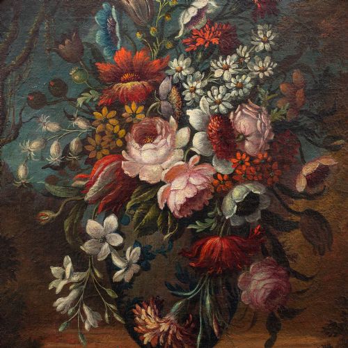 fig 2. Early 18th-Century Flemish School Still Life With Flowers & Vase, Oil Painting