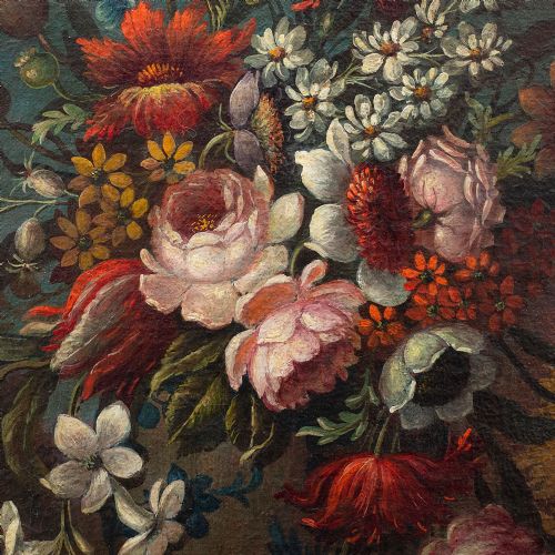 fig 3. Early 18th-Century Flemish School Still Life With Flowers & Vase, Oil Painting