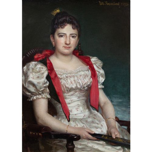 fig 1. Vilhelm Jacob Rosenstand, Portrait Of A Lady, 19th-Century Antique Oil Painting