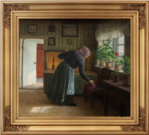 Valdemar Magaard, Flowers by the Window, Early 20th-century Danish Oil Painting