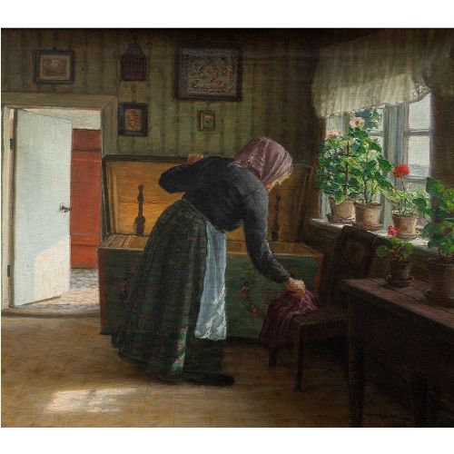 fig 1. Valdemar Magaard, Flowers By The Window, Early 20th-Century Danish Oil Painting