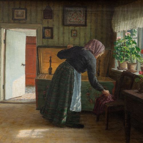 fig 2. Valdemar Magaard, Flowers By The Window, Early 20th-Century Danish Oil Painting