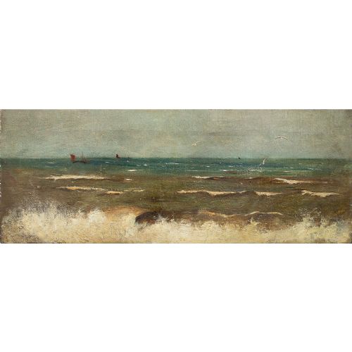 Matthew Ridley Corbet, Seascape (A Love Story), 19th Century Oil Painting