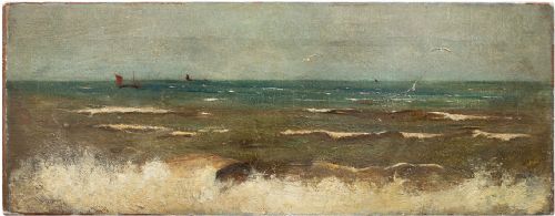 fig 1. Matthew Ridley Corbet, Seascape (A Love Story), 19th Century Oil Painting
