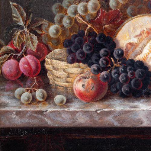 fig 2. Joseph Henry Byard, Abundant Still Life With Fruit, 19th-Century Still Life Oil Painting